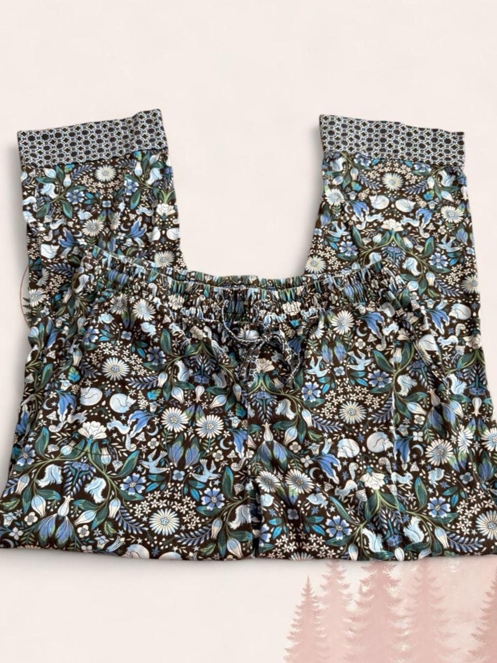 Vera Bradley Women’s Pajama Lounge Pants Size Large Blue Floral Print Sleepwear - Picture 2 of 4